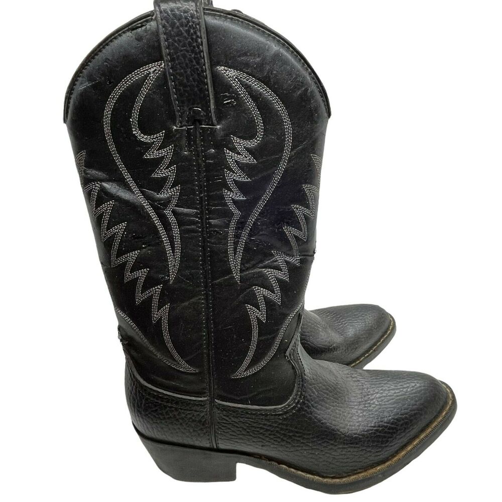 Cowboy Boots Express Rider Mens Trivette Western Black Vegan Leather Size 7.5